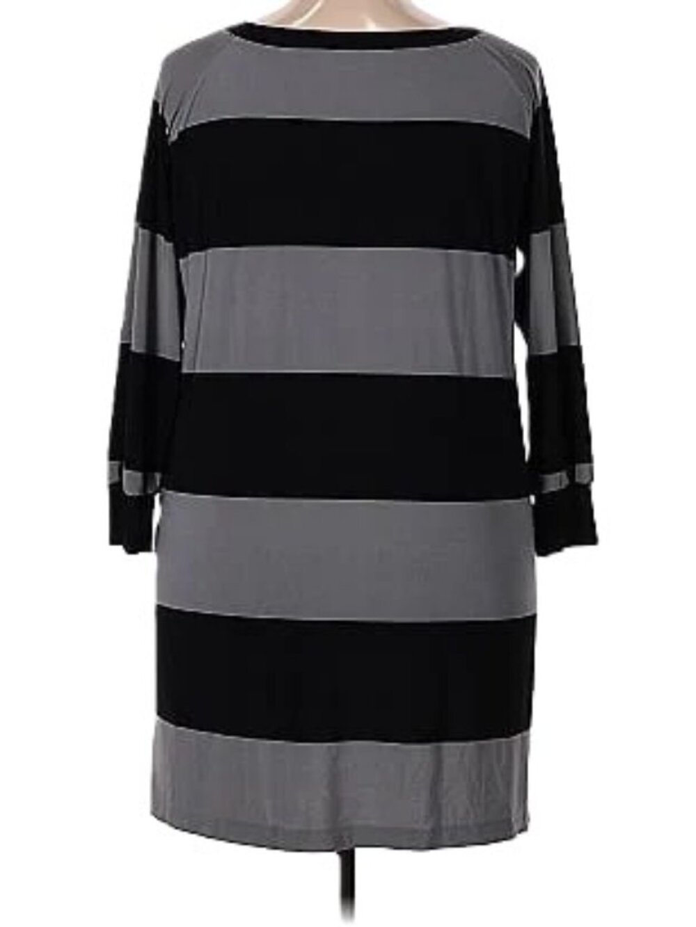 Norma Kamali Black Gray Striped Long Sleeve Shift Dress Womens XXL 2XG - Picture 2 of 3